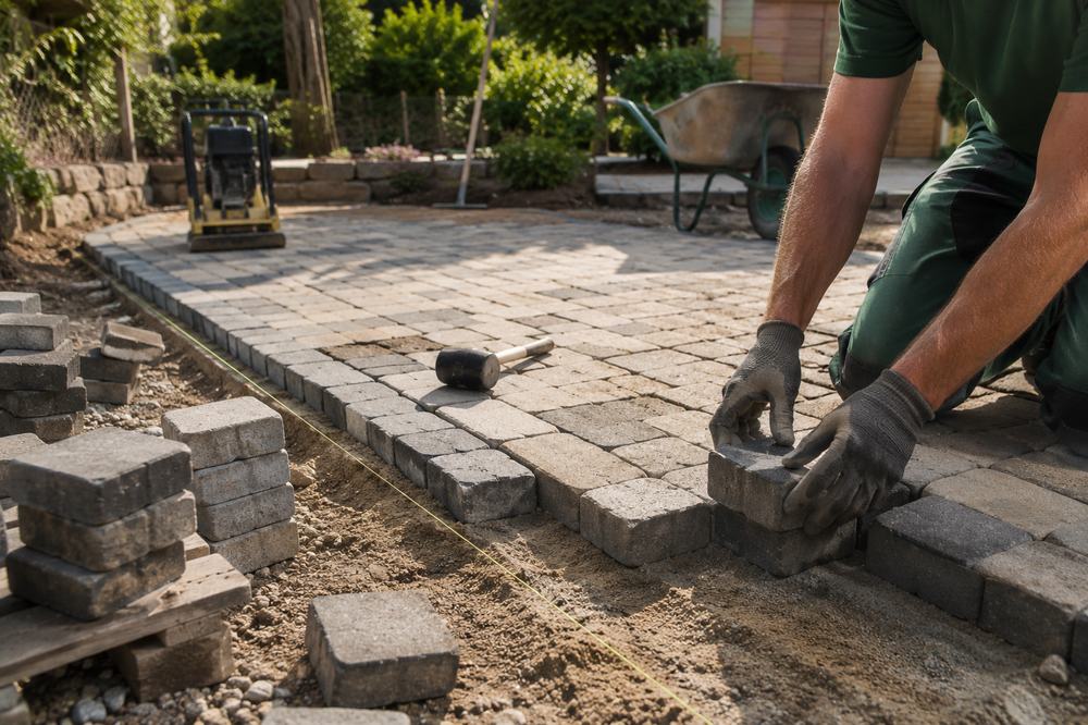 Pflasterarbeiten im Garten