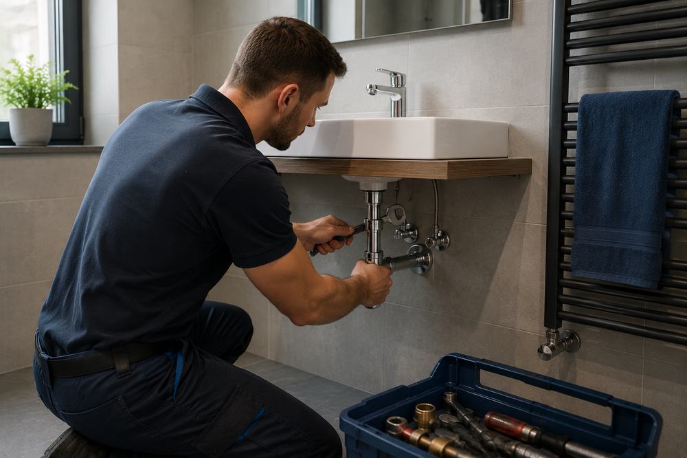 Sanitärinstallation am Waschbecken
